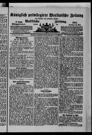 Königlich privilegirte Berlinische Zeitung von Staats- und gelehrten Sachen vom 23.05.1911