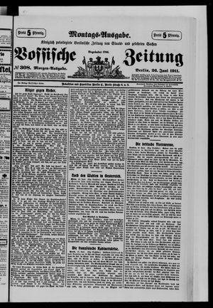 Königlich privilegirte Berlinische Zeitung von Staats- und gelehrten Sachen vom 26.06.1911