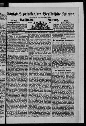 Königlich privilegirte Berlinische Zeitung von Staats- und gelehrten Sachen vom 30.06.1911