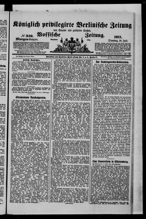 Königlich privilegirte Berlinische Zeitung von Staats- und gelehrten Sachen vom 18.07.1911