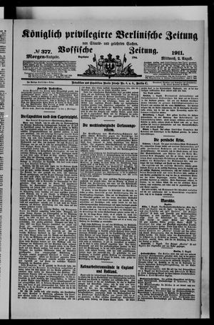 Königlich privilegirte Berlinische Zeitung von Staats- und gelehrten Sachen vom 02.08.1911