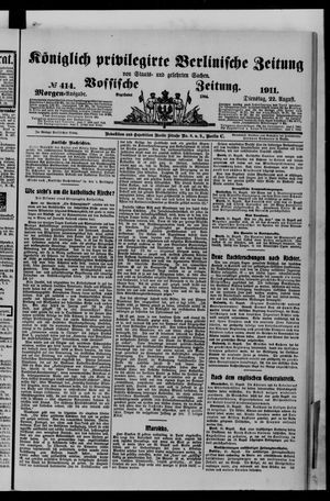 Königlich privilegirte Berlinische Zeitung von Staats- und gelehrten Sachen vom 22.08.1911