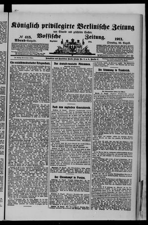 Königlich privilegirte Berlinische Zeitung von Staats- und gelehrten Sachen vom 22.08.1911