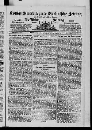 Königlich privilegirte Berlinische Zeitung von Staats- und gelehrten Sachen vom 06.09.1911