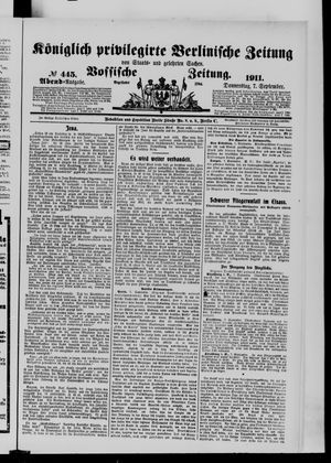 Königlich privilegirte Berlinische Zeitung von Staats- und gelehrten Sachen vom 07.09.1911