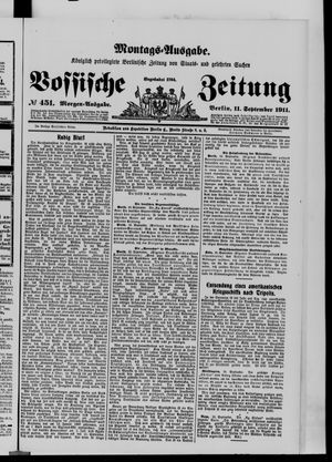 Königlich privilegirte Berlinische Zeitung von Staats- und gelehrten Sachen vom 11.09.1911