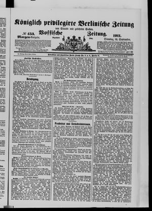 Königlich privilegirte Berlinische Zeitung von Staats- und gelehrten Sachen vom 12.09.1911