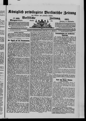 Königlich privilegirte Berlinische Zeitung von Staats- und gelehrten Sachen vom 17.09.1911