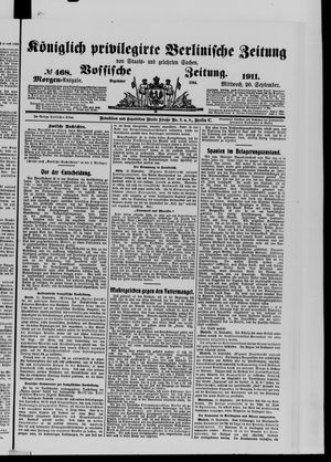 Königlich privilegirte Berlinische Zeitung von Staats- und gelehrten Sachen vom 20.09.1911