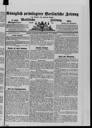 Königlich privilegirte Berlinische Zeitung von Staats- und gelehrten Sachen vom 22.09.1911