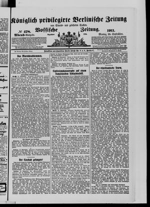 Königlich privilegirte Berlinische Zeitung von Staats- und gelehrten Sachen vom 25.09.1911