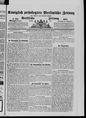 Königlich privilegirte Berlinische Zeitung von Staats- und gelehrten Sachen vom 27.09.1911