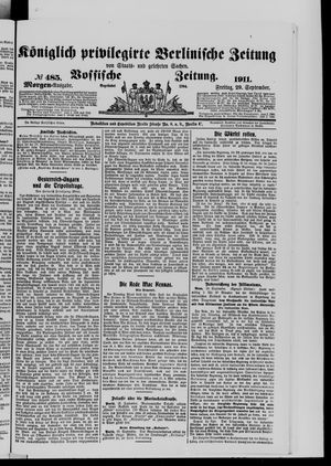 Königlich privilegirte Berlinische Zeitung von Staats- und gelehrten Sachen vom 29.09.1911