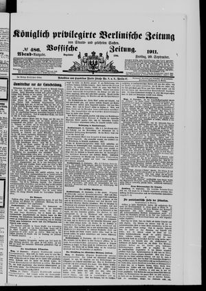 Königlich privilegirte Berlinische Zeitung von Staats- und gelehrten Sachen vom 29.09.1911