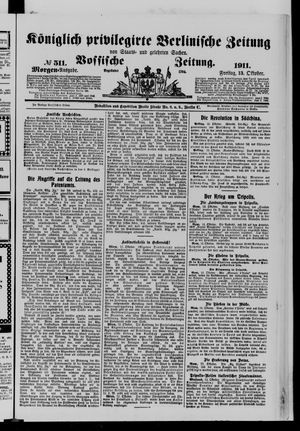 Königlich privilegirte Berlinische Zeitung von Staats- und gelehrten Sachen vom 13.10.1911