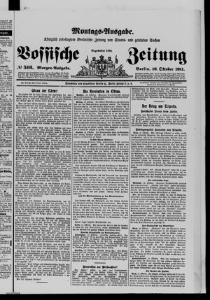 Königlich privilegirte Berlinische Zeitung von Staats- und gelehrten Sachen vom 16.10.1911