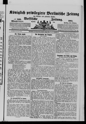 Königlich privilegirte Berlinische Zeitung von Staats- und gelehrten Sachen vom 20.10.1911