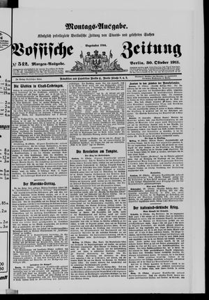 Königlich privilegirte Berlinische Zeitung von Staats- und gelehrten Sachen vom 30.10.1911