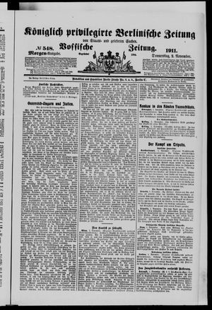 Königlich privilegirte Berlinische Zeitung von Staats- und gelehrten Sachen vom 02.11.1911