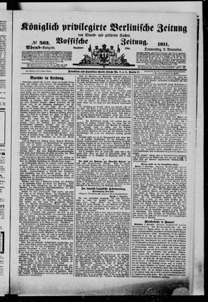 Königlich privilegirte Berlinische Zeitung von Staats- und gelehrten Sachen vom 09.11.1911