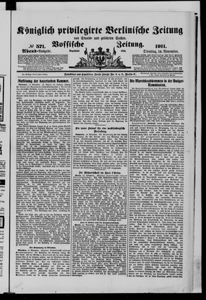 Königlich privilegirte Berlinische Zeitung von Staats- und gelehrten Sachen vom 14.11.1911