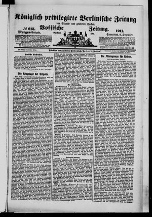 Königlich privilegirte Berlinische Zeitung von Staats- und gelehrten Sachen vom 09.12.1911