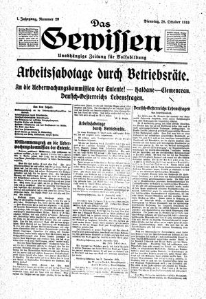 Gewissen vom 28.10.1919