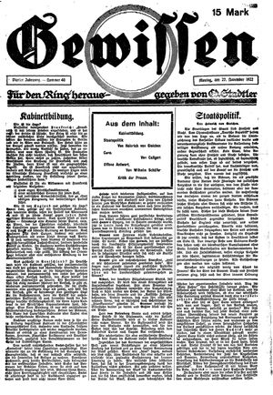 Gewissen vom 27.11.1922