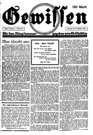 Gewissen vom 26.02.1923