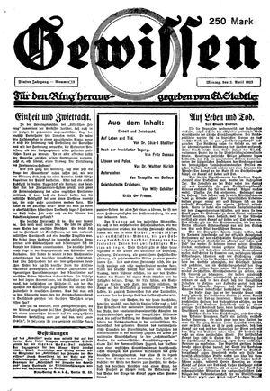 Gewissen vom 02.04.1923