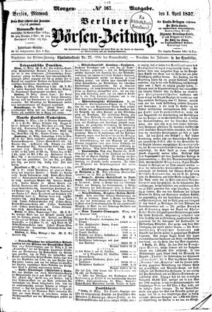 Berliner Börsen-Zeitung vom 01.04.1857