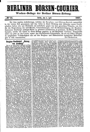 Berliner Börsen-Zeitung vom 02.04.1857