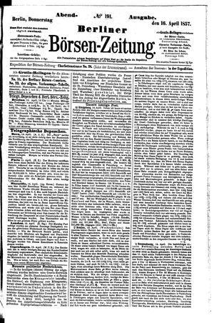 Berliner Börsen-Zeitung vom 16.04.1857