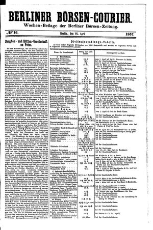 Berliner Börsen-Zeitung on Apr 16, 1857