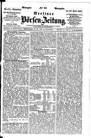 Berliner Börsen-Zeitung vom 18.04.1857