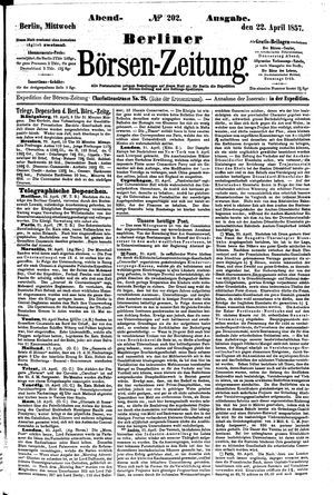 Berliner Börsen-Zeitung vom 22.04.1857