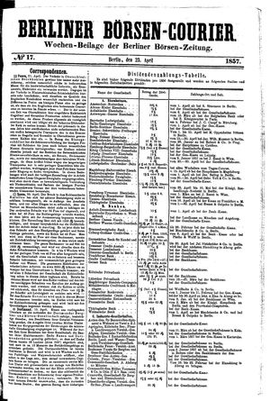 Berliner Börsen-Zeitung vom 23.04.1857