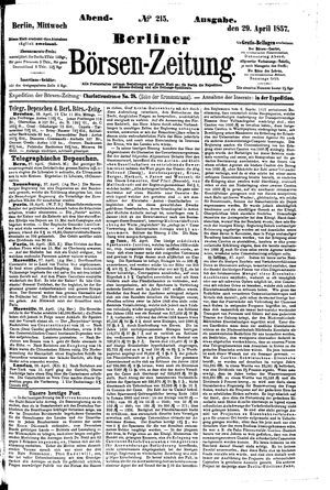 Berliner Börsen-Zeitung vom 29.04.1857