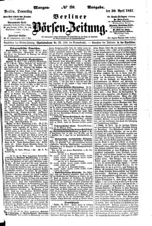 Berliner Börsen-Zeitung vom 30.04.1857