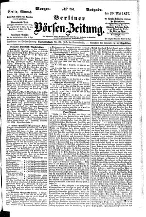 Berliner Börsen-Zeitung vom 20.05.1857