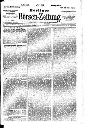 Berliner Börsen-Zeitung on May 28, 1857