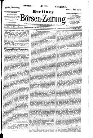 Berliner Börsen-Zeitung vom 02.06.1857