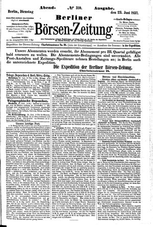 Berliner Börsen-Zeitung vom 23.06.1857
