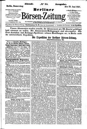 Berliner Börsen-Zeitung vom 25.06.1857