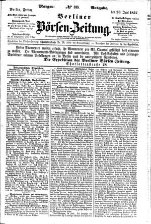 Berliner Börsen-Zeitung vom 26.06.1857