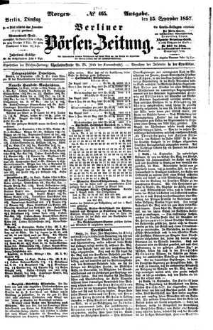 Berliner Börsen-Zeitung vom 15.09.1857