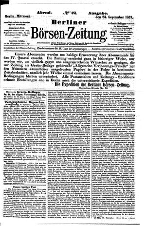 Berliner Börsen-Zeitung vom 23.09.1857