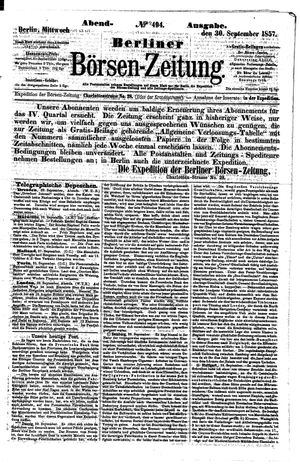 Berliner Börsen-Zeitung vom 30.09.1857