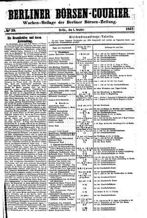 Berliner Börsen-Zeitung vom 01.10.1857