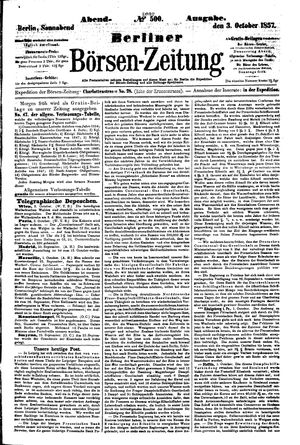 Berliner Börsen-Zeitung vom 03.10.1857